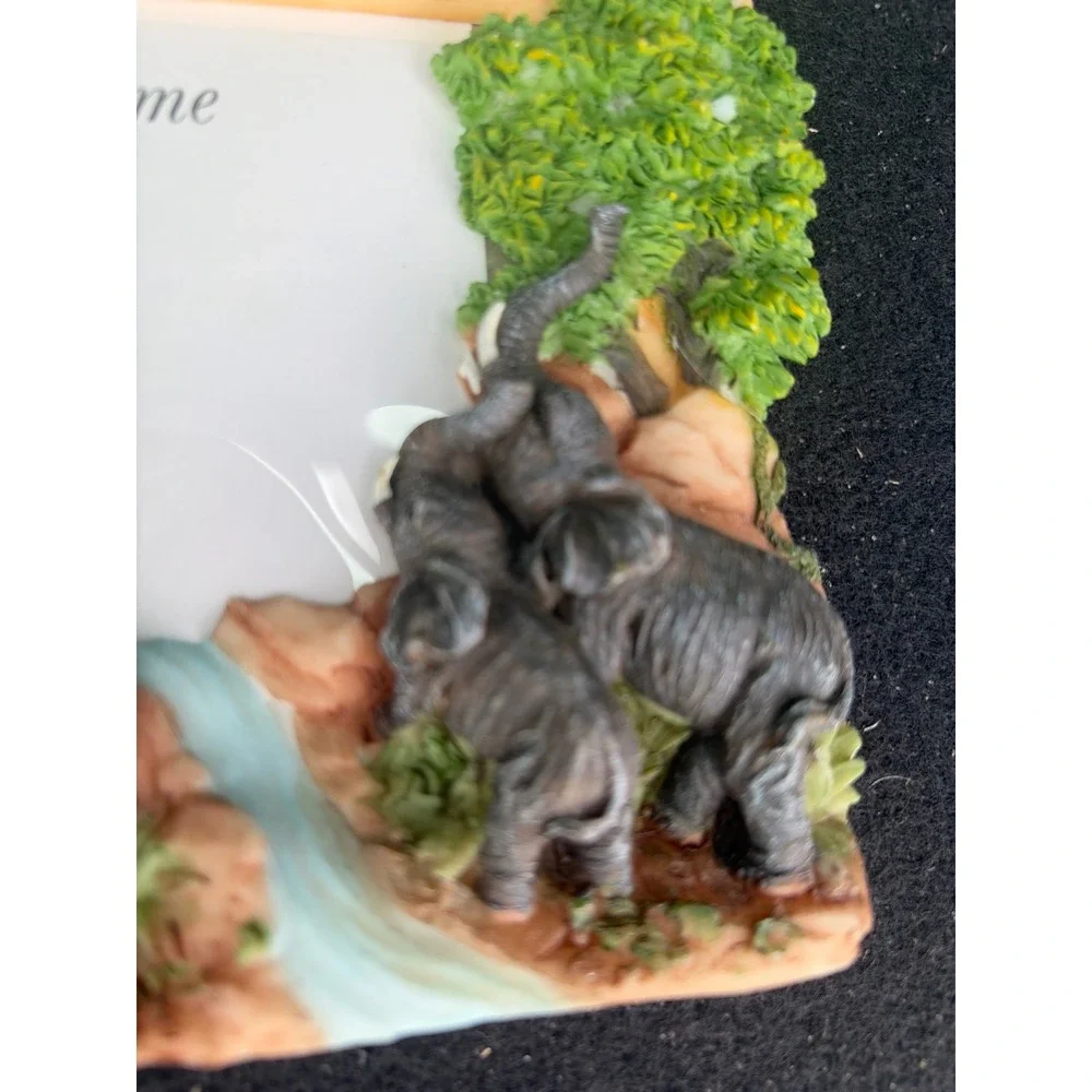 African Safari Elephant 3D Resin Photo Frame 4x6 Wildlife Savanna Decor